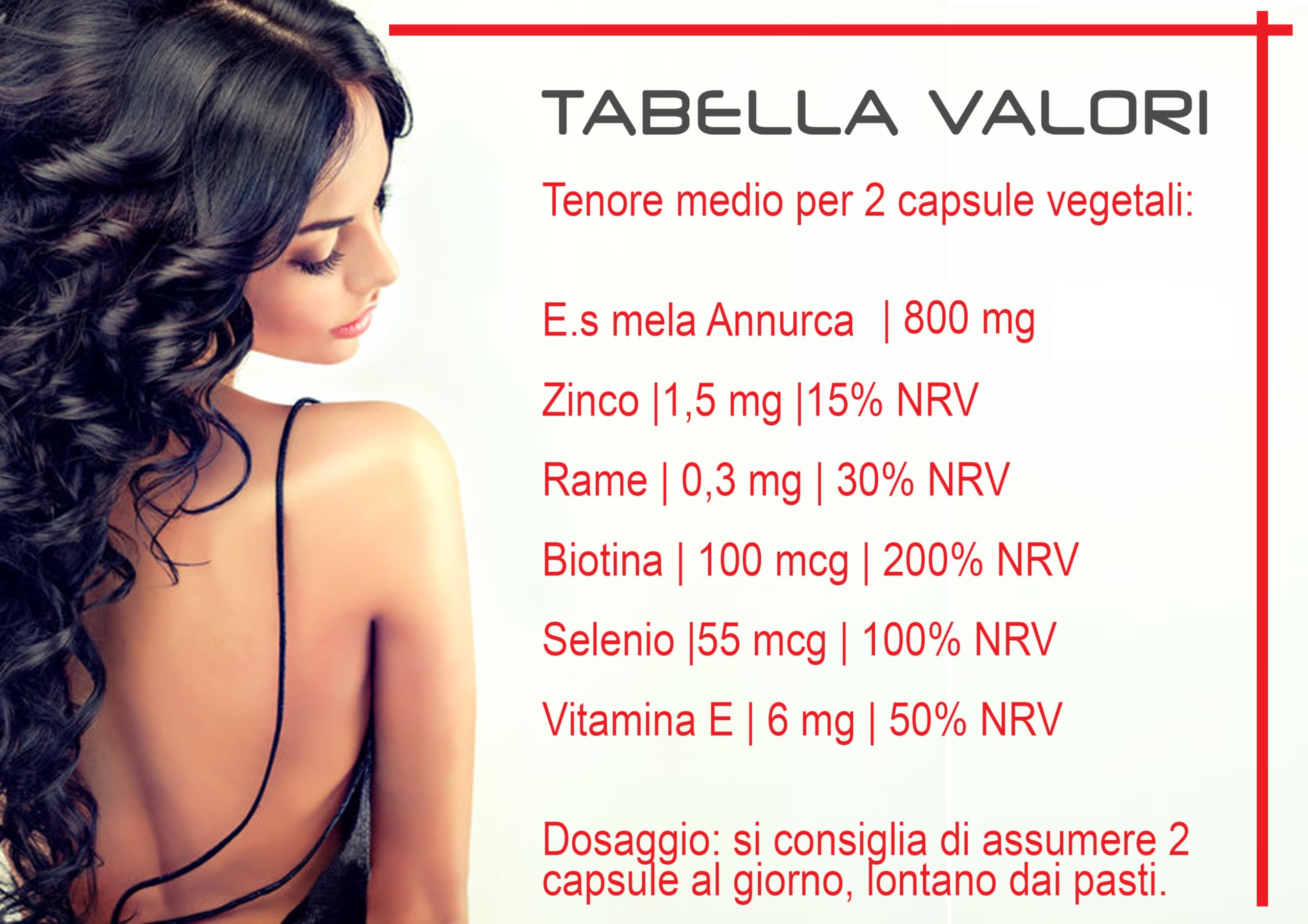 ANNURCA PLUS HAIR Line@ INCREMENTA e rinforza i tuoi CAPELLI! 800 mg di estratto secco di MELA ANNURCA, ZINCO – RAME – BIOTINA – SELENIO – VITAMINA E - (120)