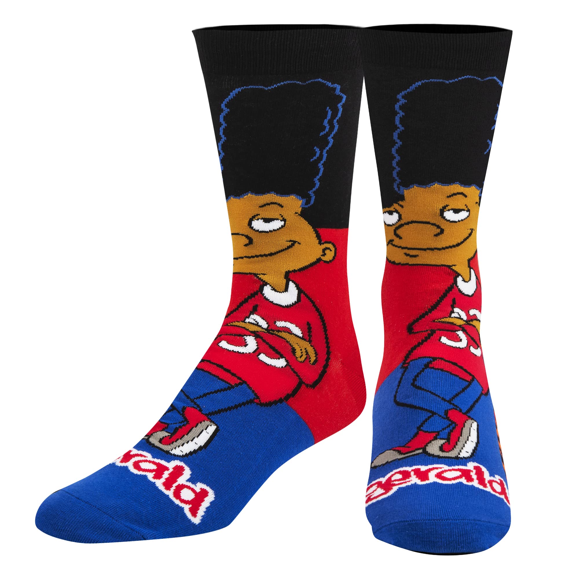 Odd Sox, Nickelodeon Hey Arnold Cartoon Socks, Gerald, Fun Novelty Mens Crew, Large