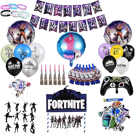 Jeu De Fournitures De Fete 123 Pieces Fournitures De Fete D Anniversaire Pour Fans De Jeu Party Decoration Du Jeu Comprend Bracelets Autocollants Ballons Amazon Fr Cuisine Et Maison