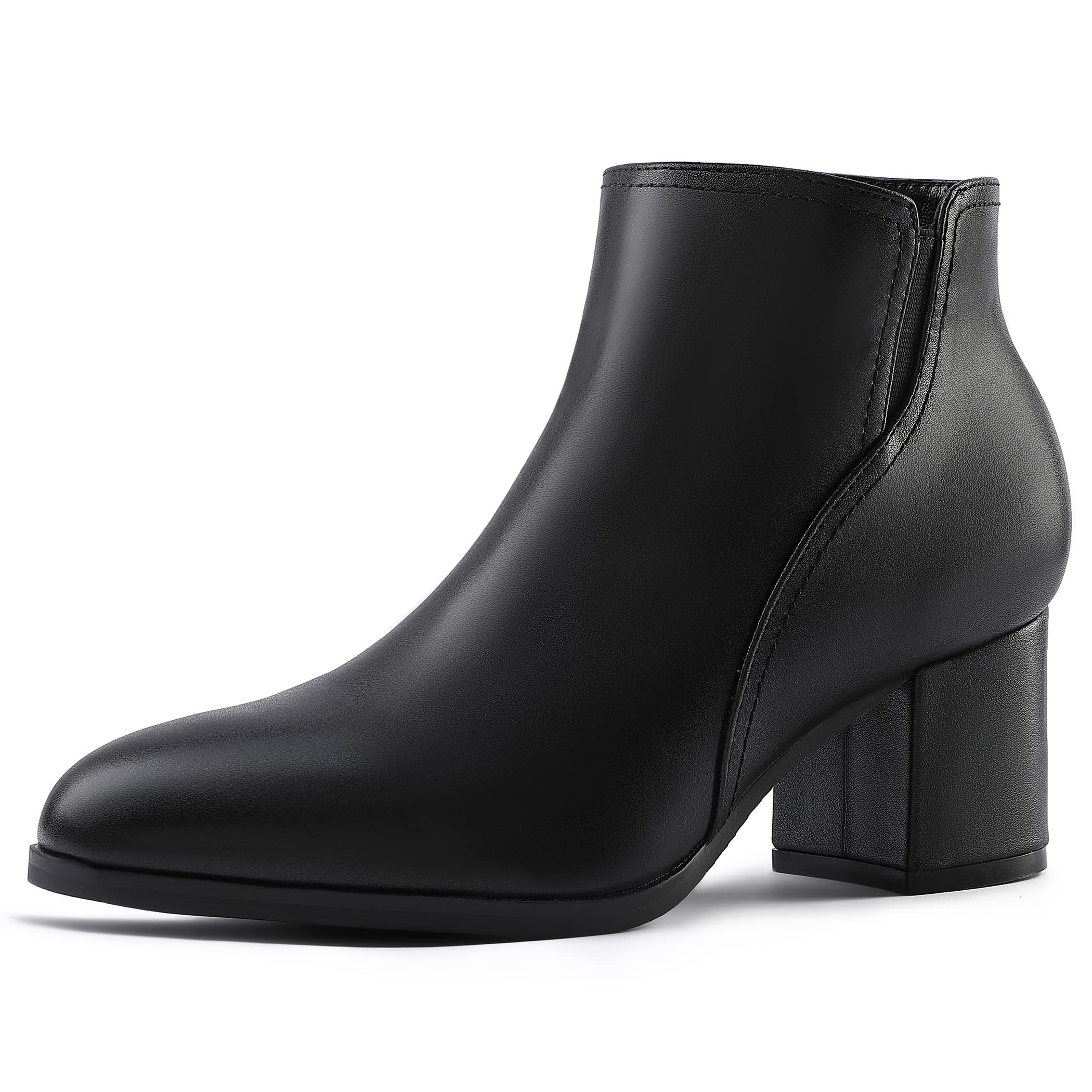 Women's Low Heeled Chelsea Ankle Boots Block Heel Booties Slip On Side Zippers Round Toe Short Boots