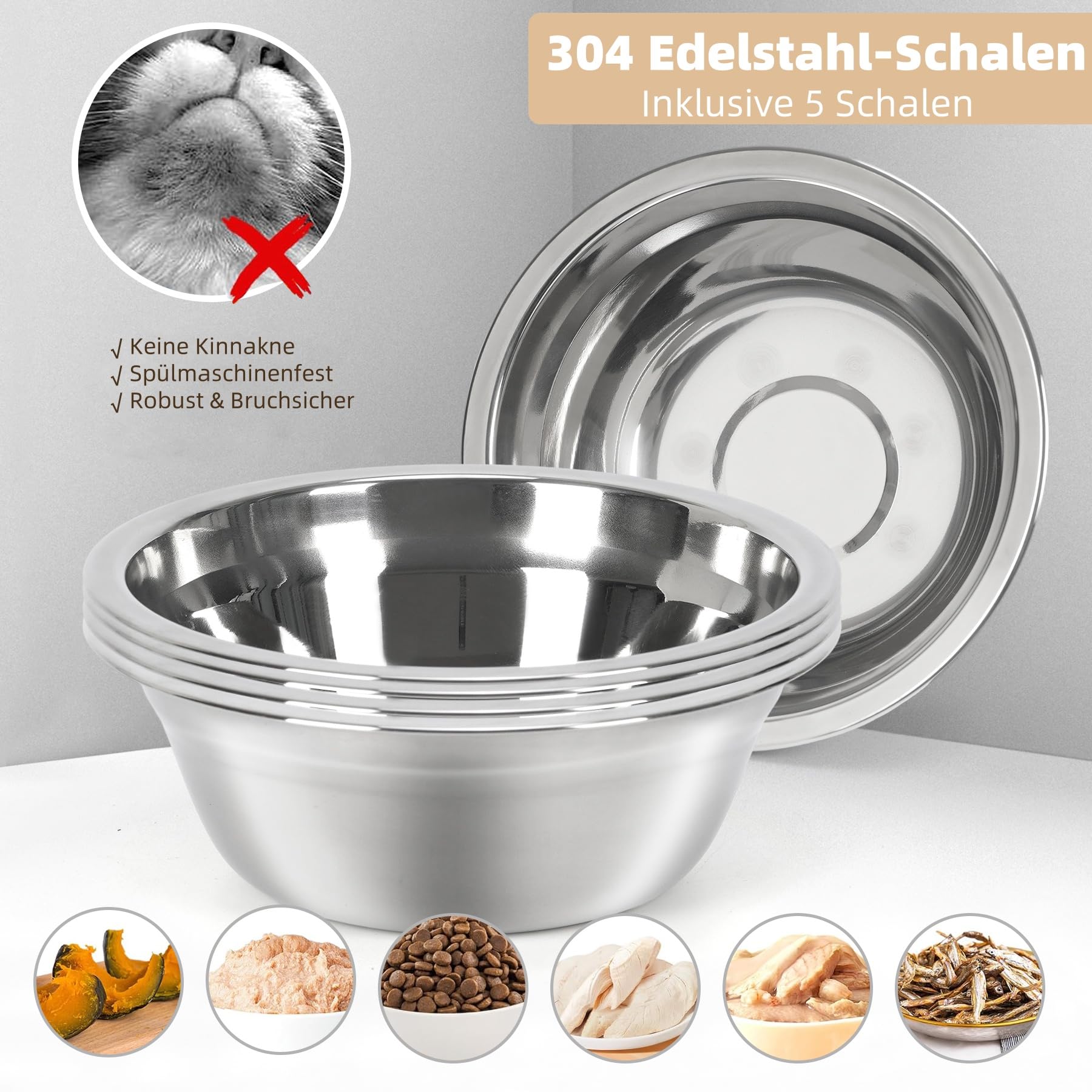 Gamelle surélevée pour chat avec 4 gamelles en acier inoxydable - Hauteur réglable - 4 hauteurs - Station d'alimentation et gamelle d'eau pour chats et petits chiens
