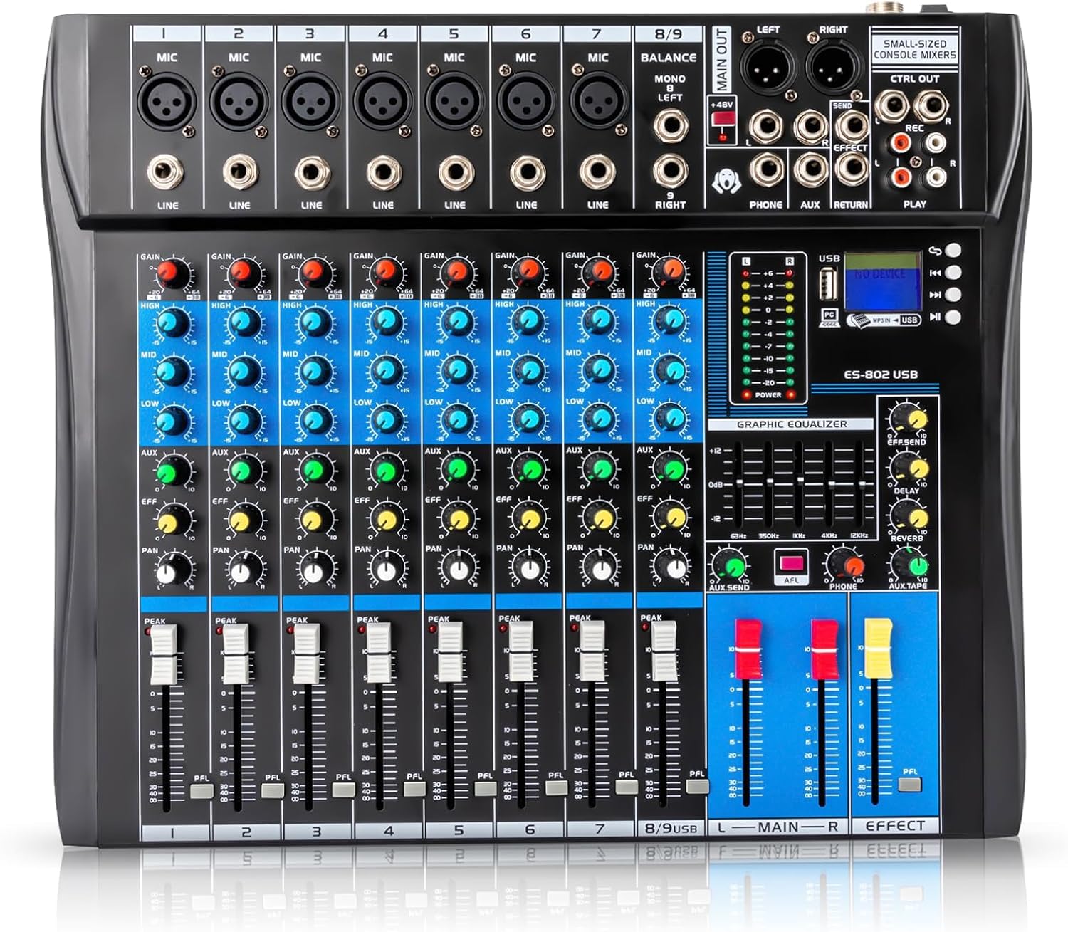 Professionelle 8 Kanal Sound Audio Mixer Bluetooth USB DJ Live Studio Mischpult Verstärker, mit LCD-Anzeige, für Heim-KTV, Aufnahmestudios