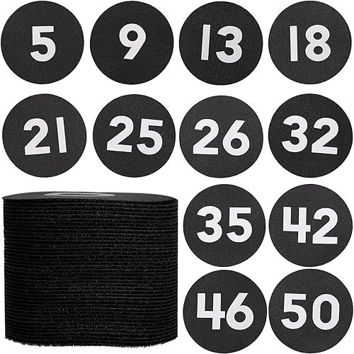 Miniatura 8 de 50 marcadores circulares para piso de alfombra, marcadores redondos de números de piso para aula con números del 1 al 50 de diámetro y 4 pulgadas