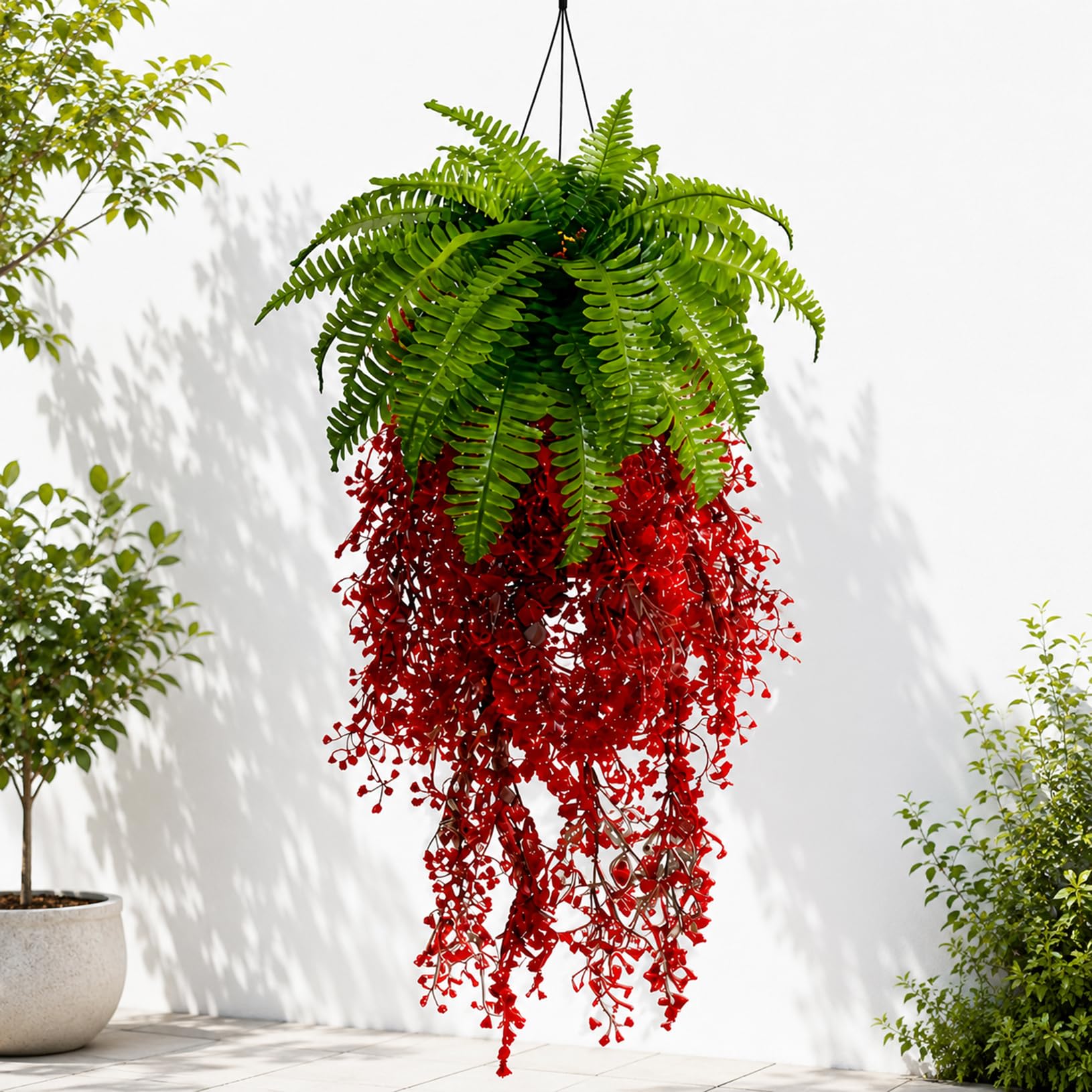 ATAVSADN Artificial Flowers Artificial Plants Hanging for Outdoors, UV Resistant Faux Flower Fake Plants for Porch Patio Wall Garden Indoor Outdoor Decor 1Pack,One Size