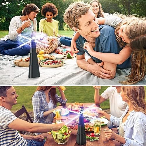 Miniatura 7 de Allnice Ventiladores de comida con mosca para mesas, 2 ventiladores de comida de picnic con gancho, ventilador portátil de alimentos para interiores