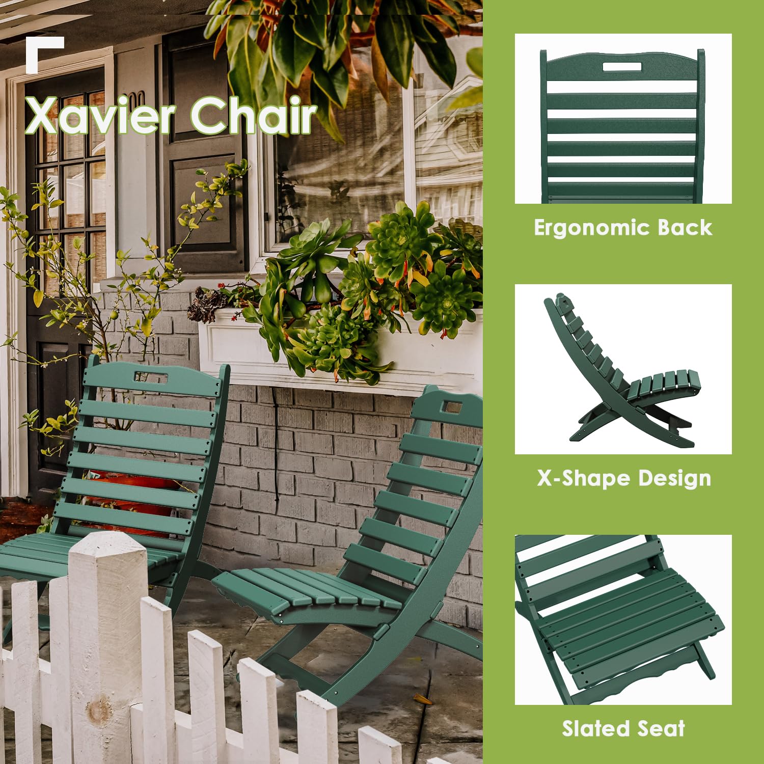 Conjunto 2 Cadeiras Dobráveis IVY&LANE - Estilo Adirondack Para Jardim E Praia