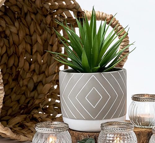 Miniatura 2 de Kurrajong Farmhouse Planta de escritorio  Plantas artificiales pequeñas de 8 pulgadas en macetas  Maceta de cemento hecha a mano con pequeña planta