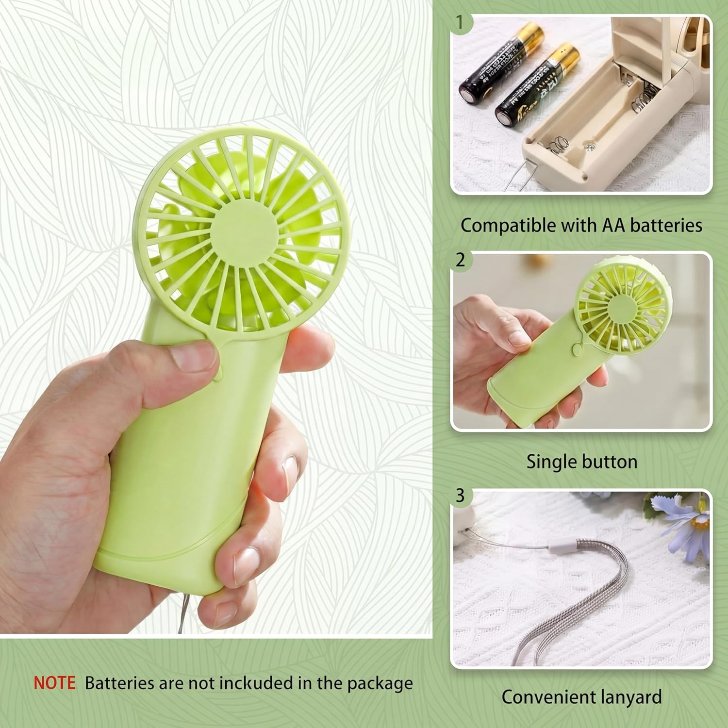 12 Pack Mini Portable Fan Bulk Handheld Pocket Fans Bulk AA Battery Powered Mini Handheld Fans for Summer Wedding Favors Travel Beach Camping Outdoor Cooling Gifts