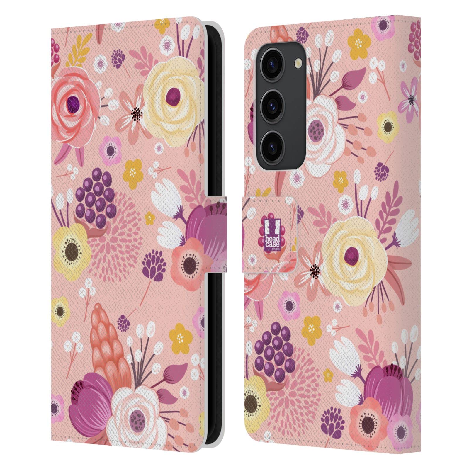 Housse cuir premium Samsung S23 Plus fleurs élégance durable