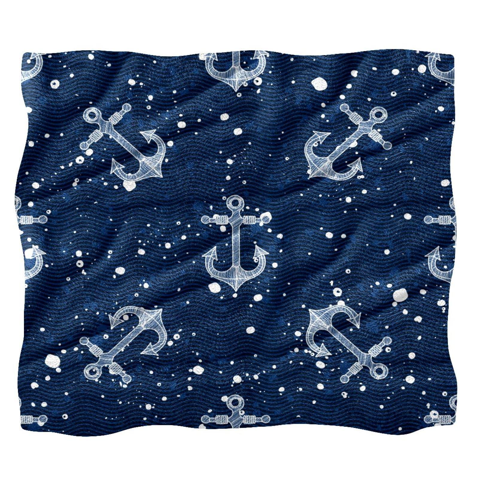 Couverture polaire lit douce finies les soirées froides plaid motif ancre