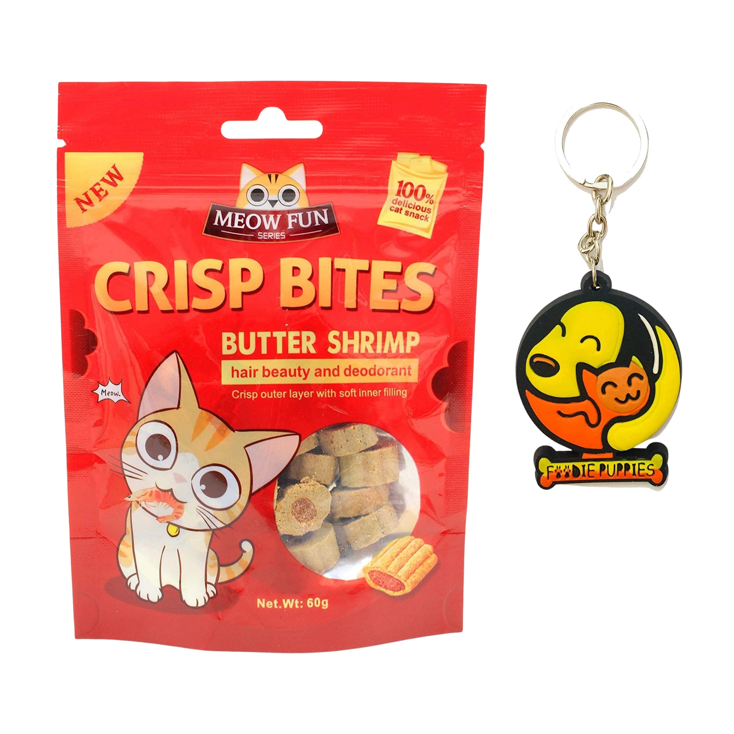 Foodie Puppies Butter Shrimp Crisp Snacks Bites for Cats, 60g, Pack of 2 with Free Key Ring (B07JC26XPG) Amazon Price History, Amazon Price Tracker