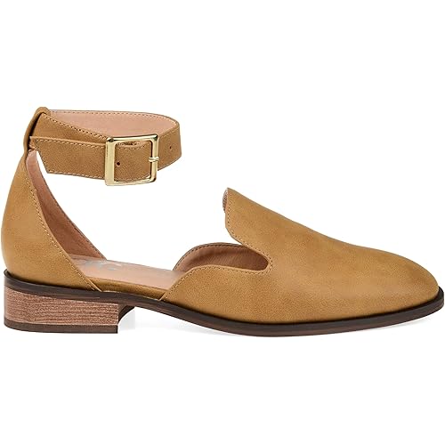 Brinley Co. Womens Square Toe Ankle Strap Flat Mustard, 10 Regular US