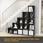 Organisateur de stockage Cube, DIY portatif 16-Cube Étagères de rangement et d'organisation de placards, étagères modulaires de bureau à domicile pour le salon, chambre, salle de bains, placard noir