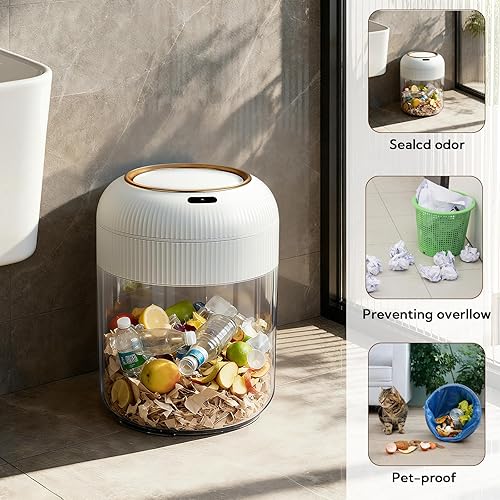 Miniatura 4 de Paquete de 2 cubos de basura con sensor de movimiento automático con tapa, bote de basura eléctrico delgado de 3 galones para baño, cocina