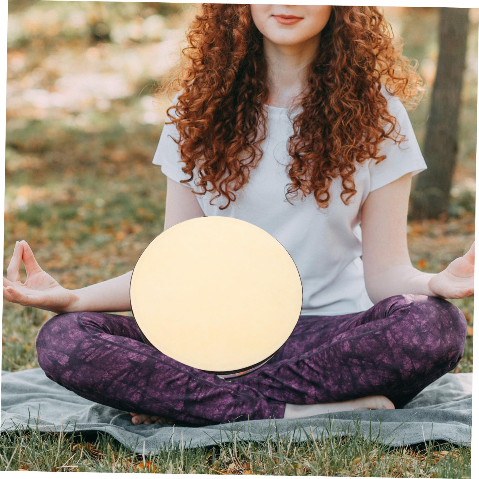 BESTonZON Wellen Ozean Trommel und Lammfell mit Robustem Klang für Anfänger und Yoga Meditation als Rundes Schlaginstrument zur Entspannung und Geburtstagsfeier