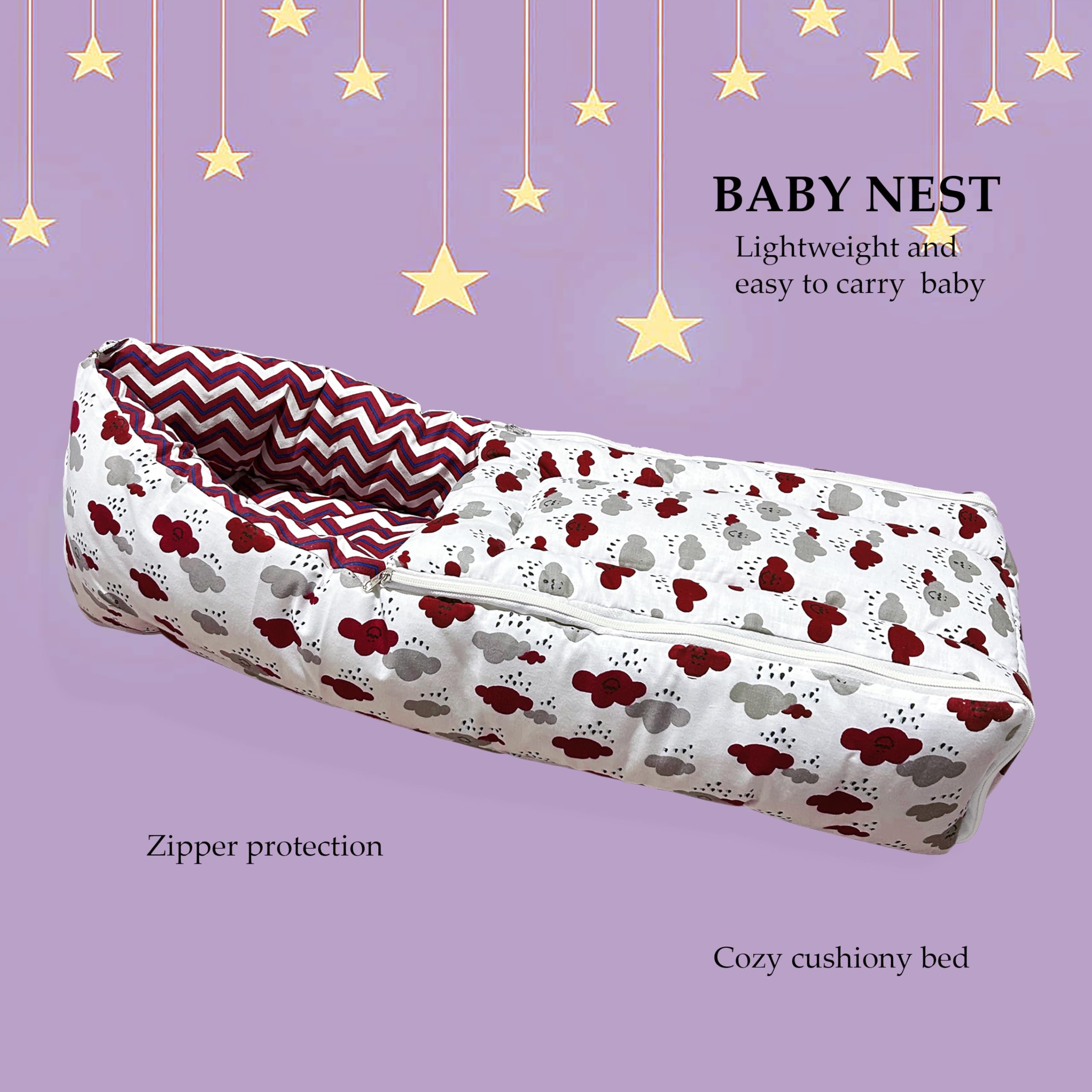 MOM & SON New Born Baby Bedding Set,Sleeping Bag, Baby Mosquito Net & Gadda Mattress Set for 0-6 Months (Pack of 3) - Image 8 thumbnail