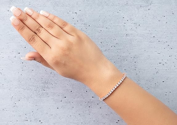 ORIONZ Regal Princess Tennis Bracelet for Women 925 Sterling Silver | Anti Tarnish 18k Gold Plated Bracelet with Cubic Zirconia Crystal Diamond | Gifts for Women & Girls