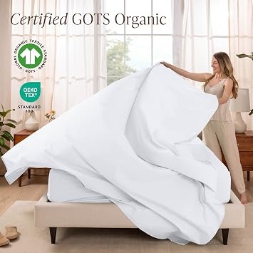 Bare Home 100% Organic Cotton Percale Sheet Set (Twin, White)