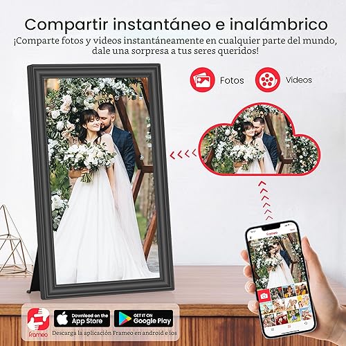 Miniatura 2 de Marco de fotos digital Frameo de 64 GB de 15.6 pulgadas, WiFi, marcos de fotos electrónicos grandes de 1920 x 1080 IPS FHD pantalla táctil, envía