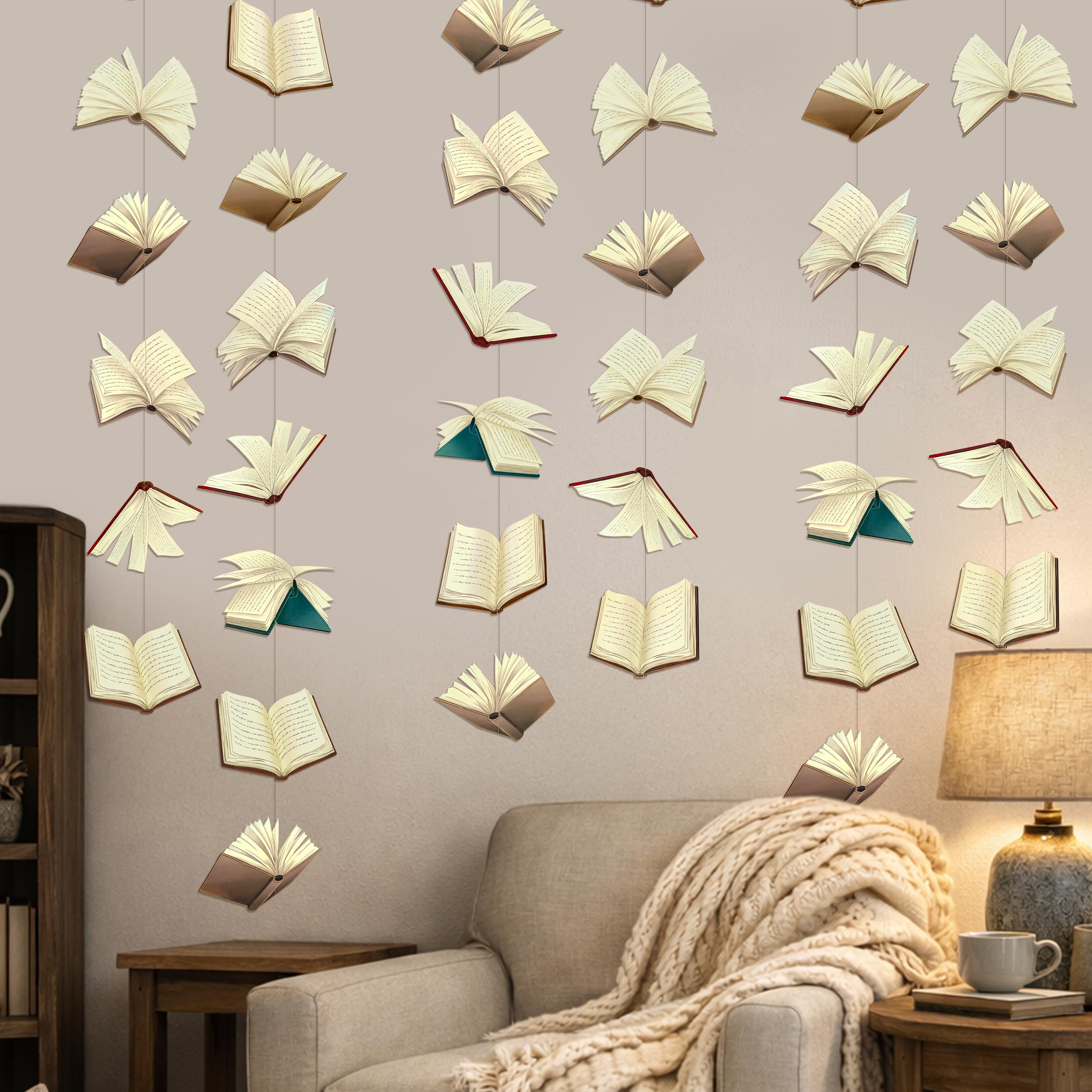 Cheerland Book Garland Book Themed Party Decorations Library Decorations Books Club Floating Hanging Library Banner Magic Birthday Flying Magical Scholar Garland Decor Fantasy Banner Decor Pack of 6