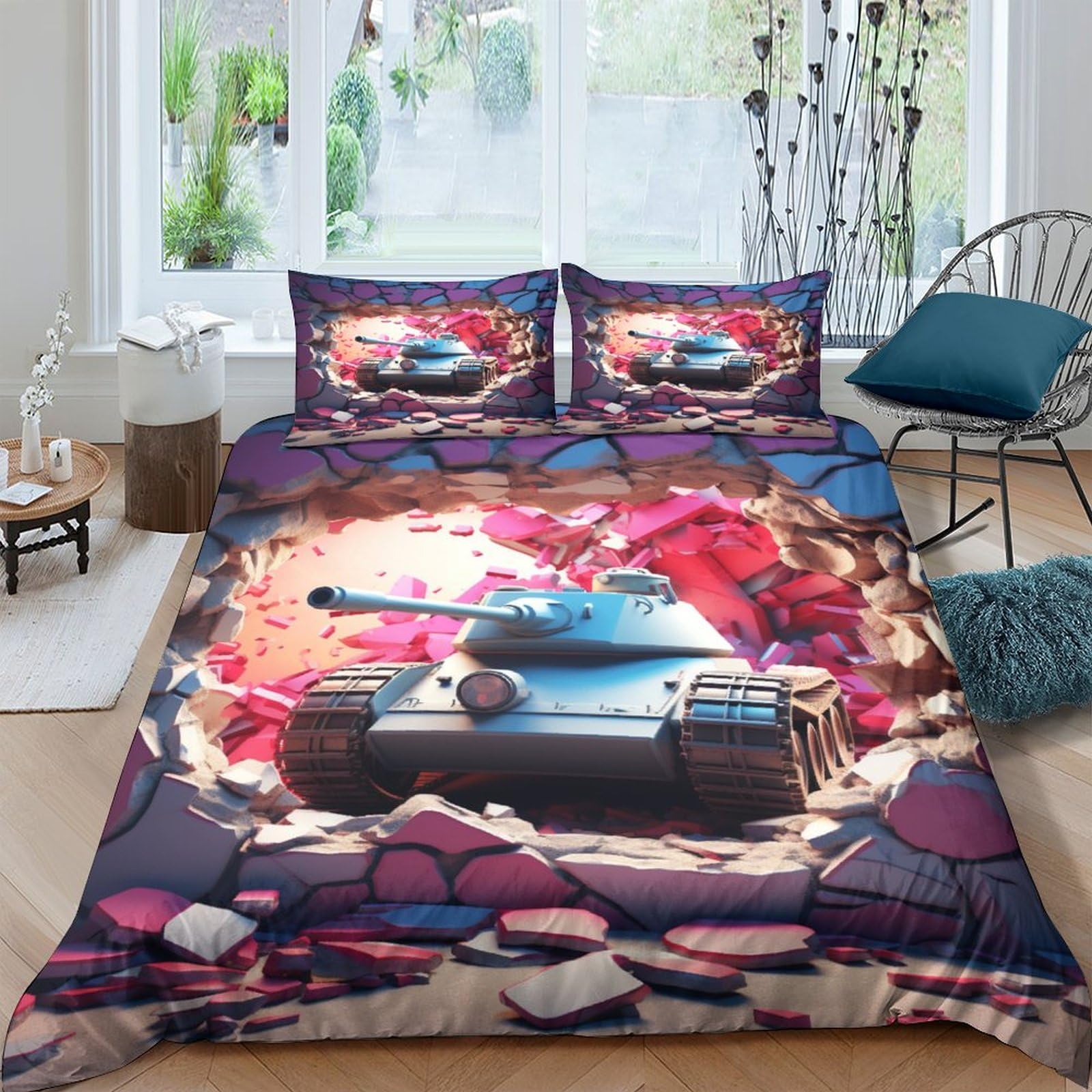 Ensemble de literie réservoir 3D housse couette imprimé microfibre 200x200 dessin animé couleur