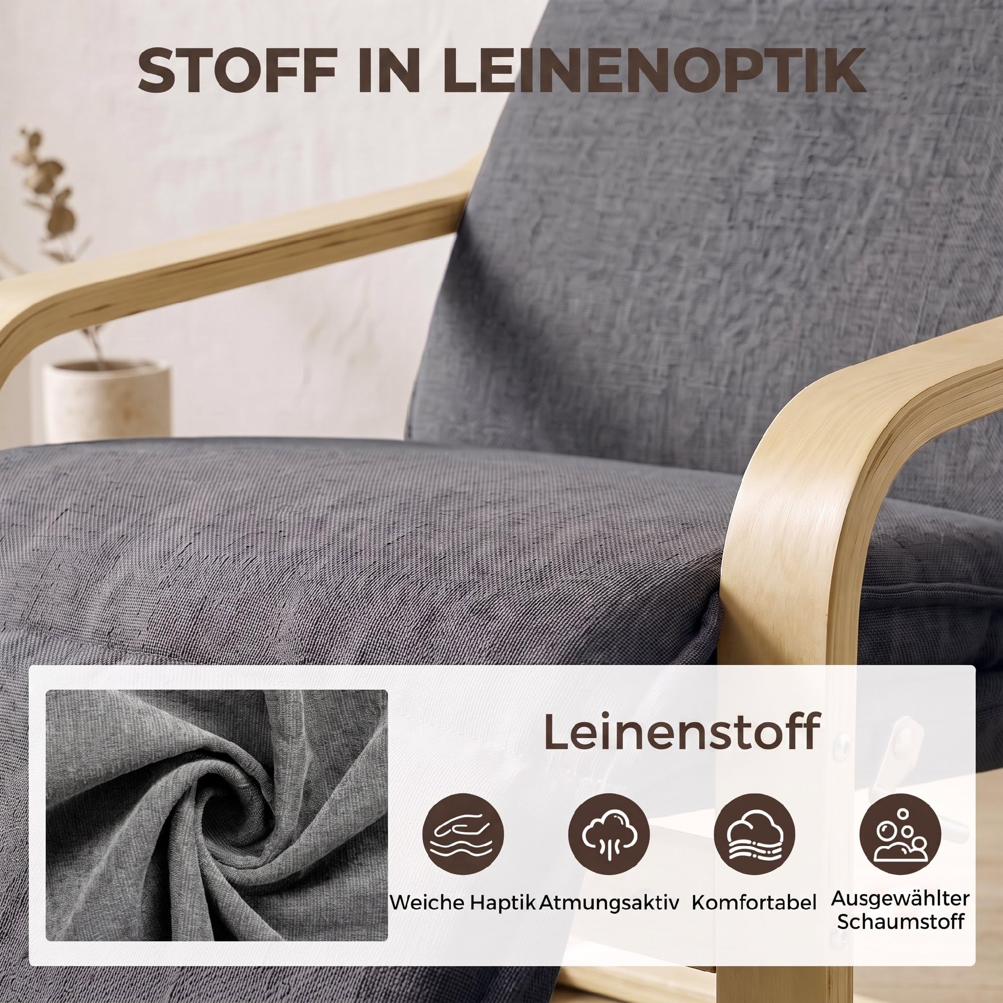 HOMCOM Loungesessel Wohnzimmer Sessel mit Fußstütze Moderner Dunkelgrau