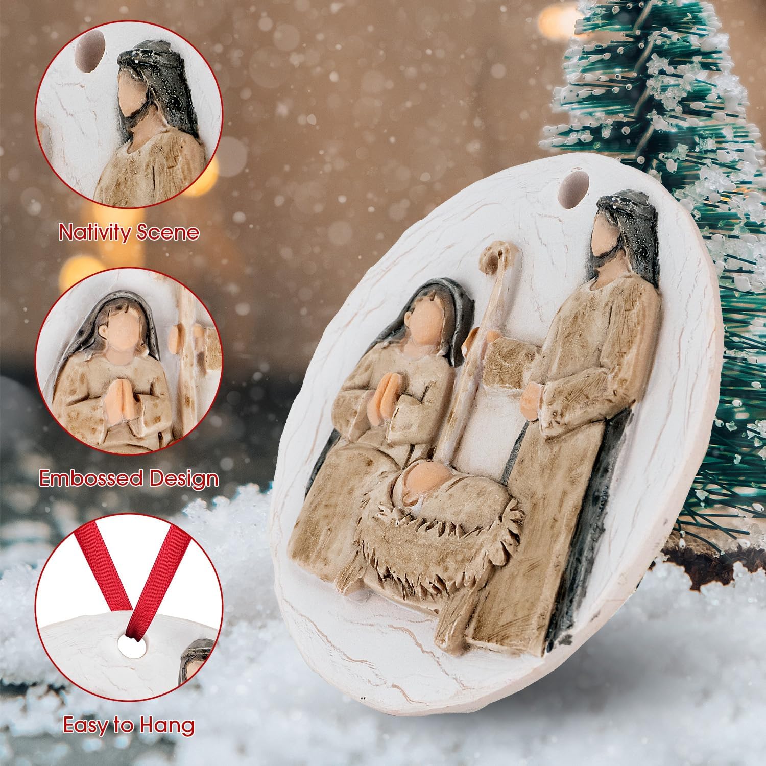 3D Nativity Scene Ornament for Christmas Tree - Religious Christian Church Ornaments Holy Family Tradition Gifts - Unique Jesus Ornaments Decorations for Family Friends - Image 4