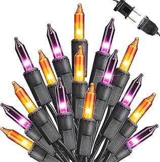Toodour Orange & Purple Halloween Lights, 25ft 100 Count Incandescent Ha...