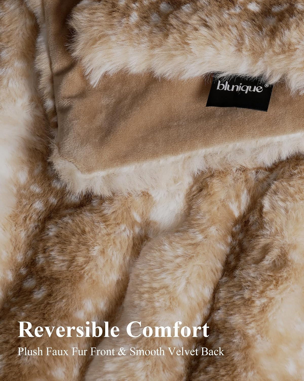 Ultra Soft Cozy Faux Fur Throw Blanket, Fuzzy Plush Thick Bubble Blanket, Oversize Luxury Fluffy Blanket for Couch, Bed, Bedroom and Living Room, 60x80 Inches, Tie-Dye Camel thumbnail
