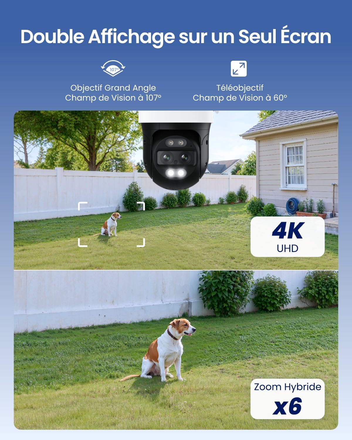 Reolink 4K PTZ Camera Surveillance WiFi Exterieure à Double Objectif, 2,4/5 GHz Wi-FI 6, Zoom 6X, Détection Personne/Véhicule/Animal, Suivi Auto, Vision Nocturne, Alimentation Plug-in, TrackMix WiFi