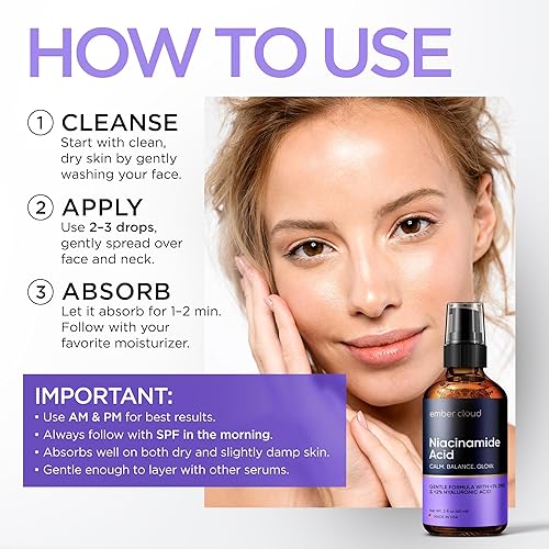 Miniatura 6 de Suero de niacinamida para la cara 10% con zinc 1% vitamina B3 antienvejecimiento, cuidado avanzado de la piel para un tono uniforme, textura e