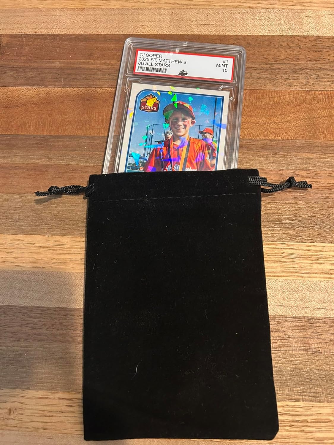 Custom Baseball Cards, Personalized Trading Card in PSA Style Holder, Holographic Finish + Velvet Bag + Stand, Customized Gifts for Baseball Fans or Players