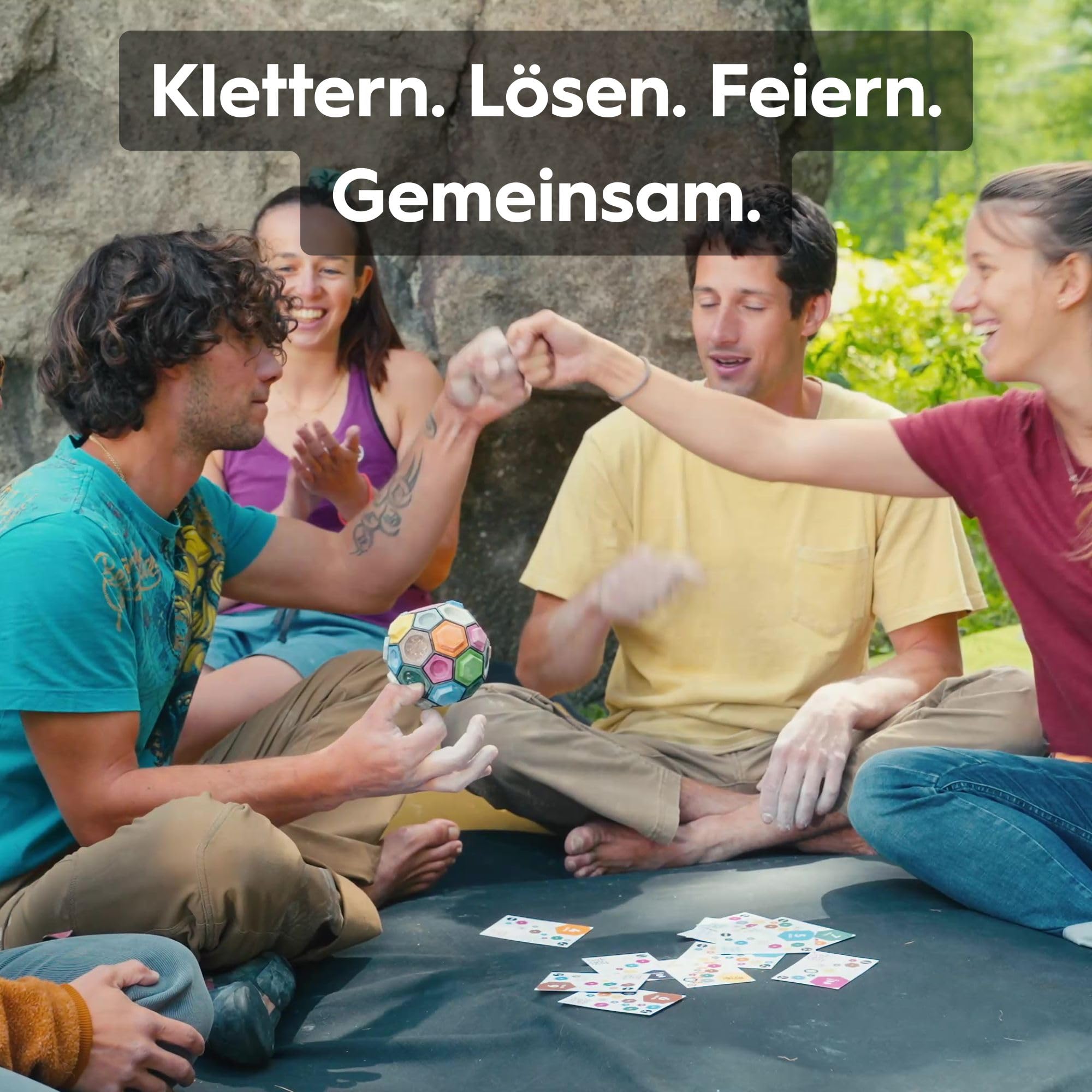 BOULDERBALL Team Climb - Fingerkletterspiel für Teamwork, Feinmotorik & Logisches Denken - Made in Italy - Inkl. Team Climb-Routenset & Liquid Chalk - Geschicklichkeitsspiel für Kinder & Erwachsene