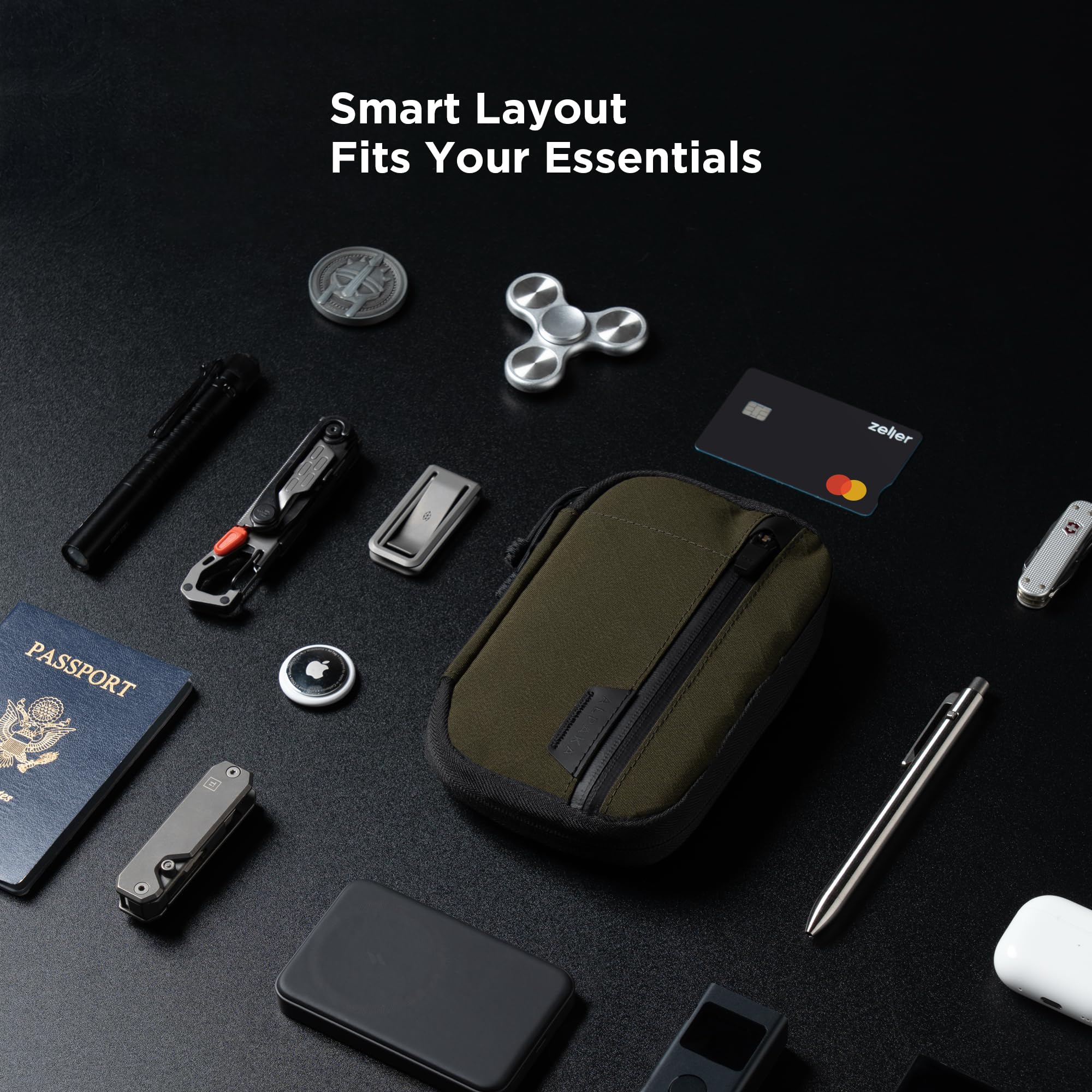 ALPAKA Admin Pouch Pro, Petit Sac EDC Pochette Organisateur, Organiseur de Sac à Outils EDC, Résistante à l'eau Sac de Rangement, Petit Sac à Outils Multi avec 10 Poches pour Couteau Stylo