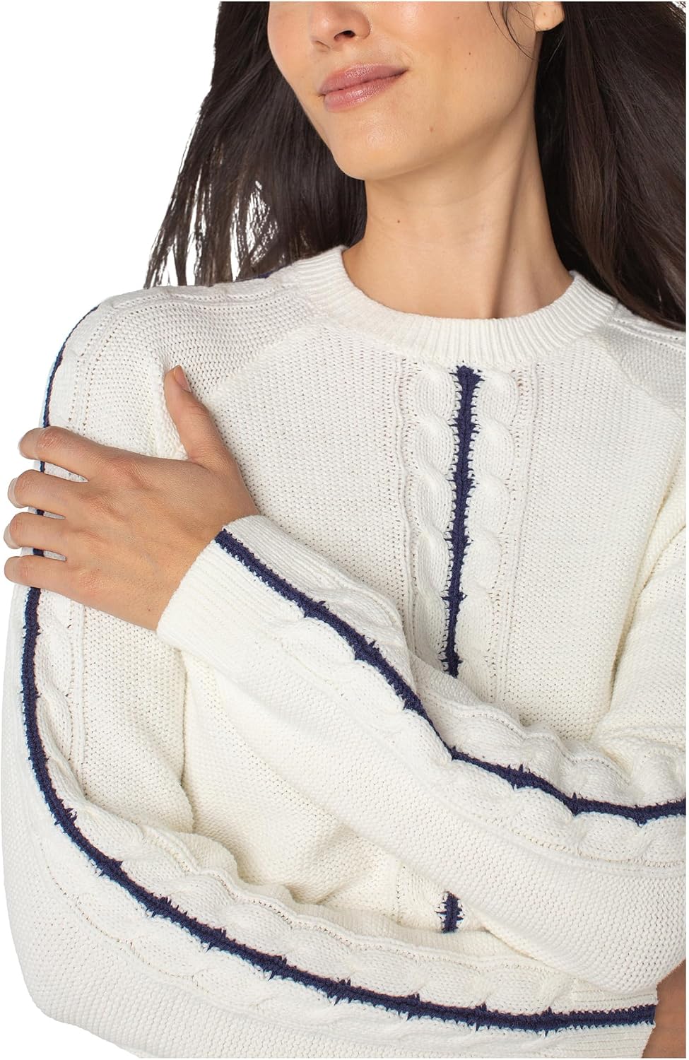 Liverpool Women's Petite Long Sleeve Crew Neck Raglan Sweater