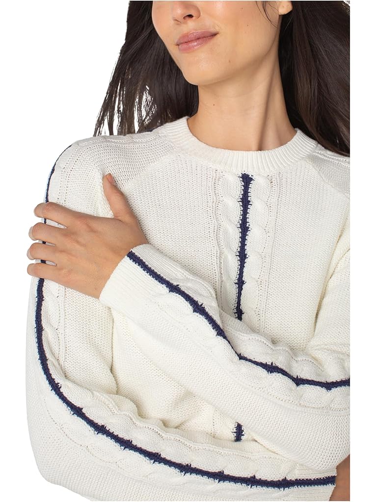 White Liverpool Los Angeles Petite Long Sleeve Crew Neck Raglan Sweater