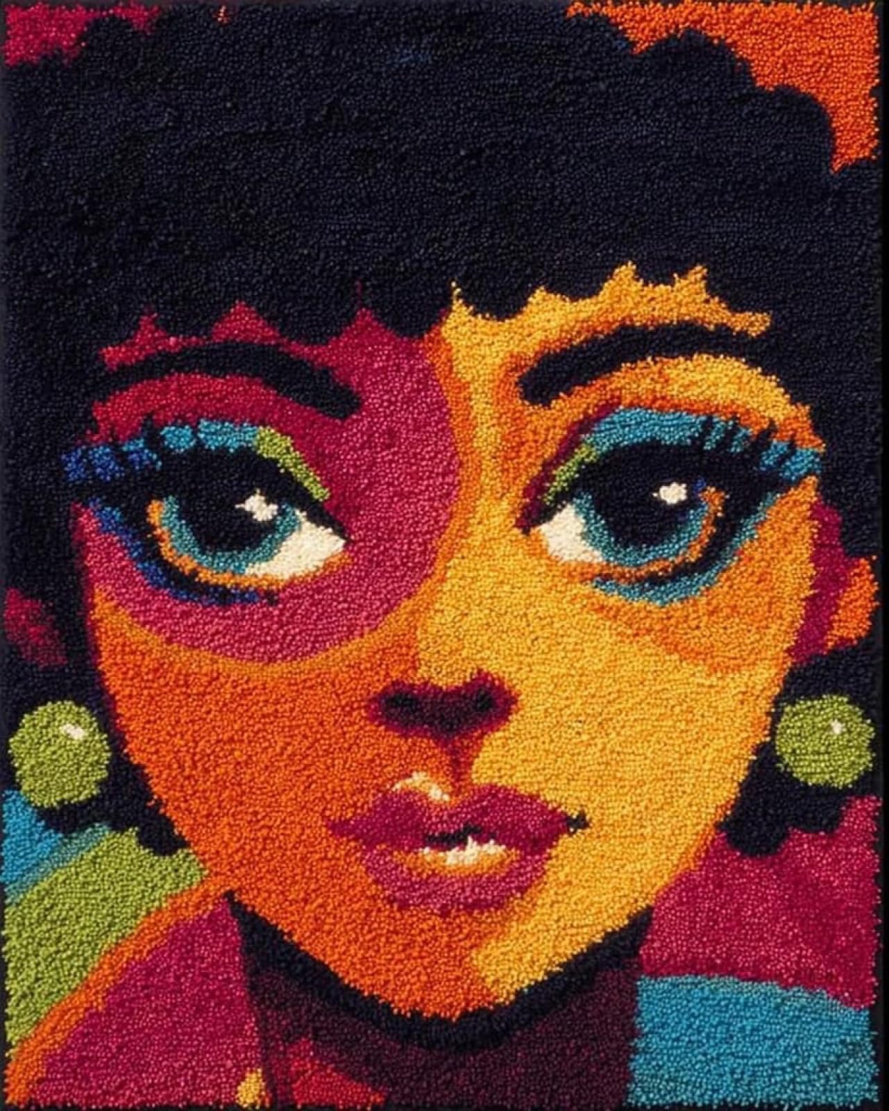 Wallphantom Latch Hook Rug Kits for Adults Beginners,Black Girl