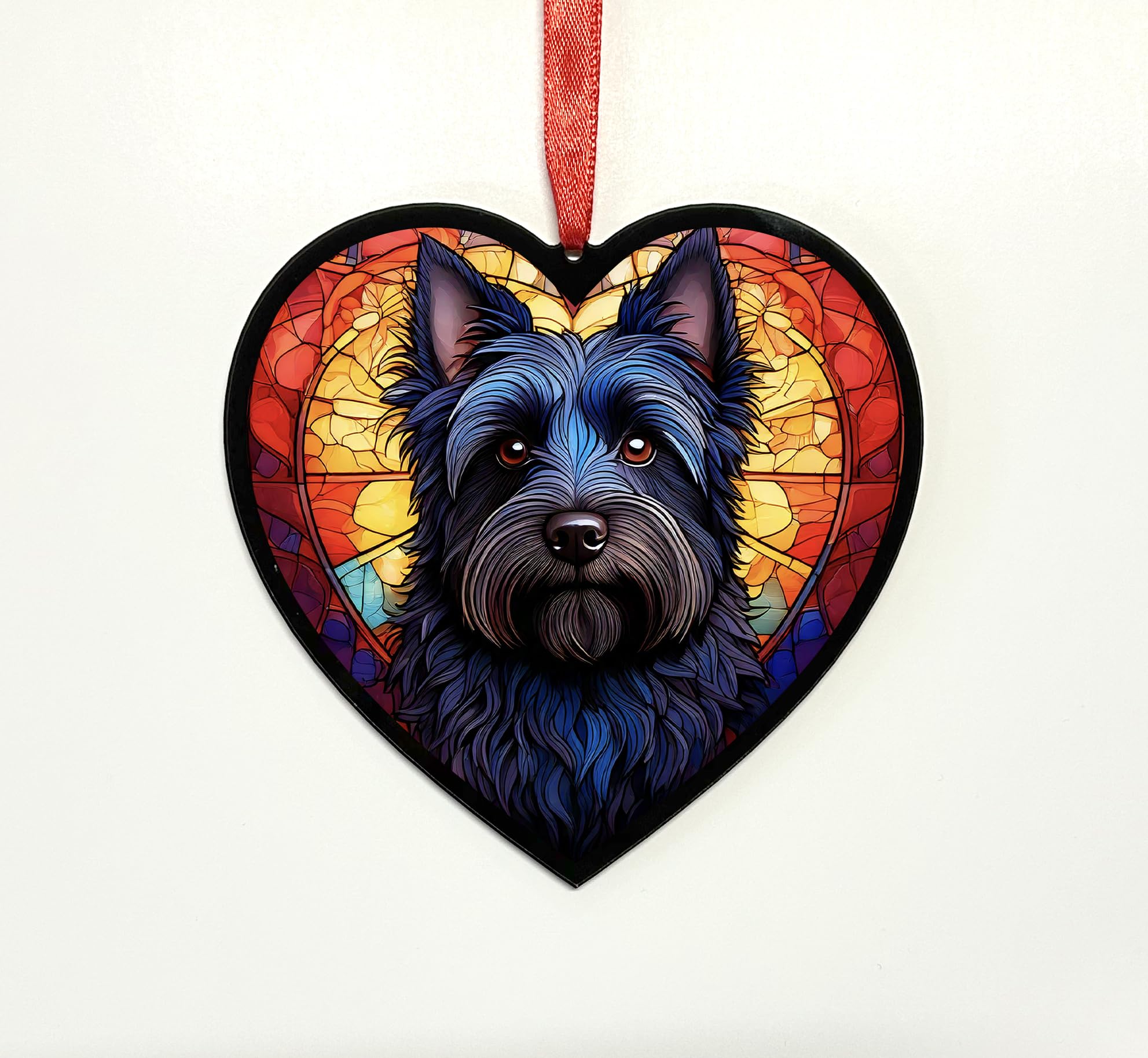 Cairn Terrier Black Heart Suncatcher - Memorial or Gift for Dog Lovers - 13cm