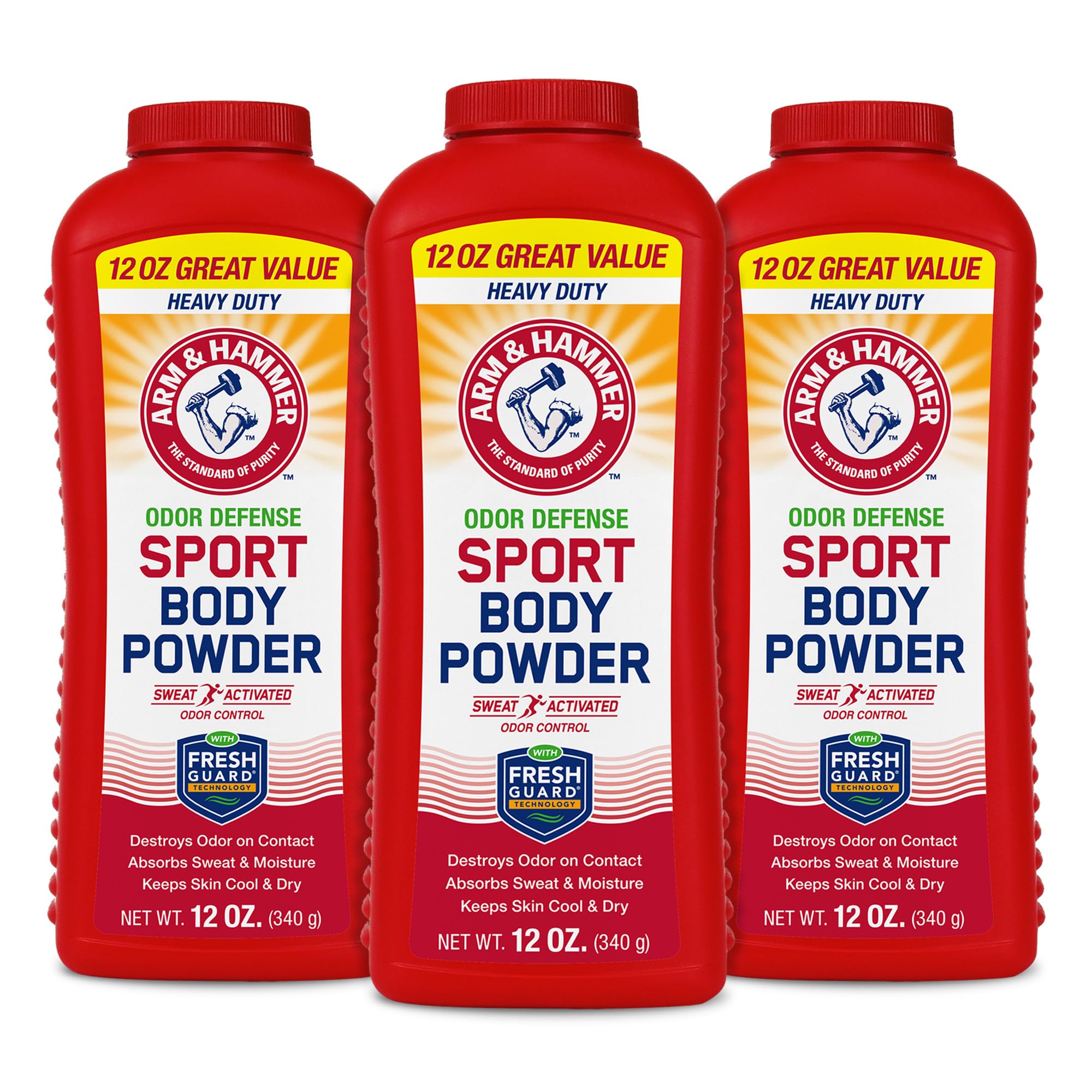 Arm & HammerSport Body Powder, Powder for Men and Women, Fresh Feeling, Talc Free, Aluminum Free Odor Defense with Baking Soda (3 Pack)