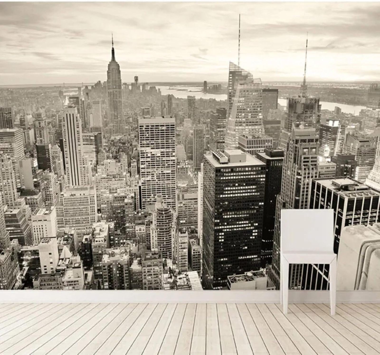 XLMING Retro Three Dimensional Black and White City Architecture Landscape 3D Wallpaper Luxury Home Dining Decor Paste Sofa Living Room The Wall for Bedroom Mural-250cm×170cm