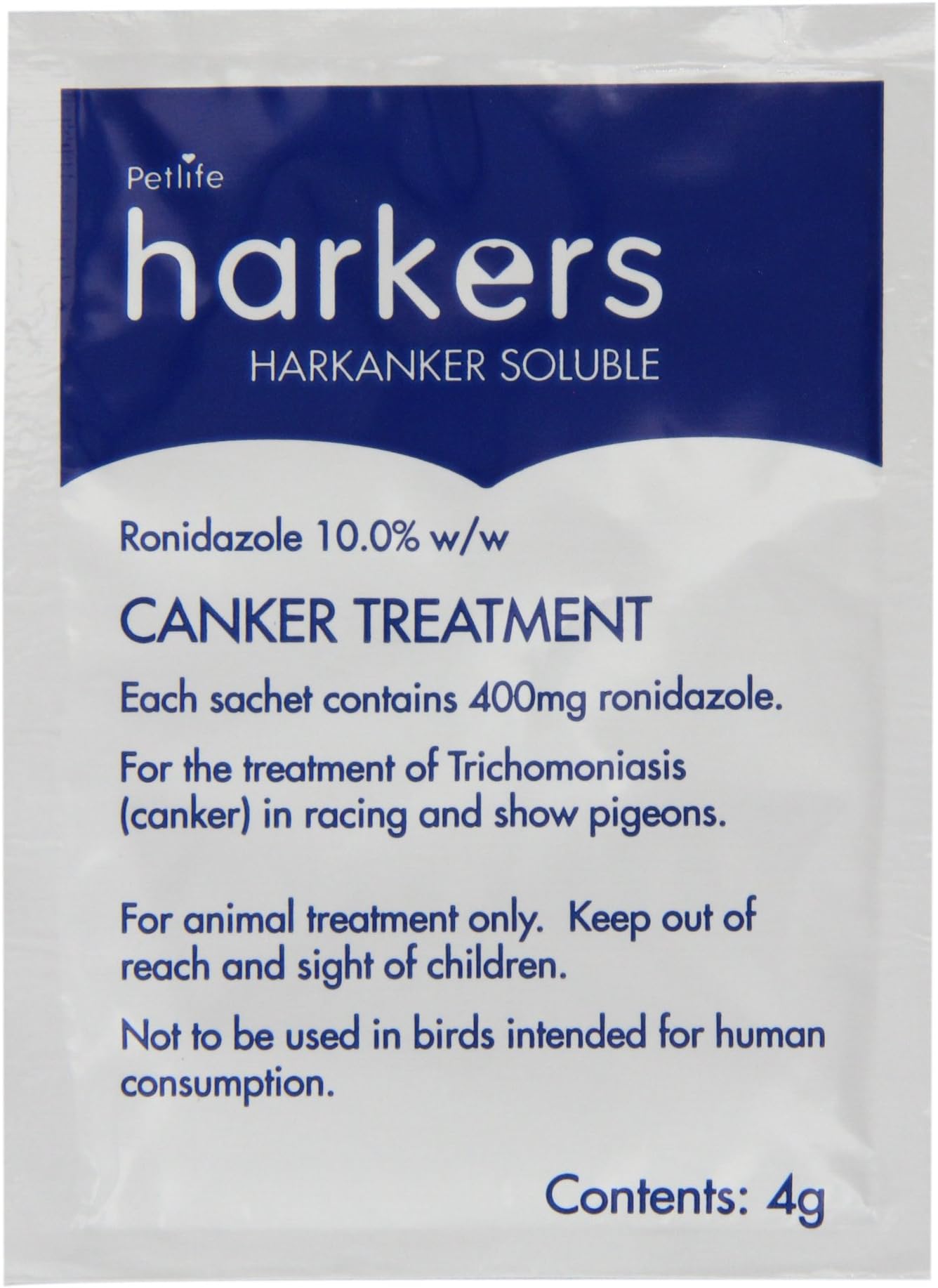 Petlife Harkers Harkanker Soluble Treatment for Canker for Pigeon, 10 x 400mg Sachets