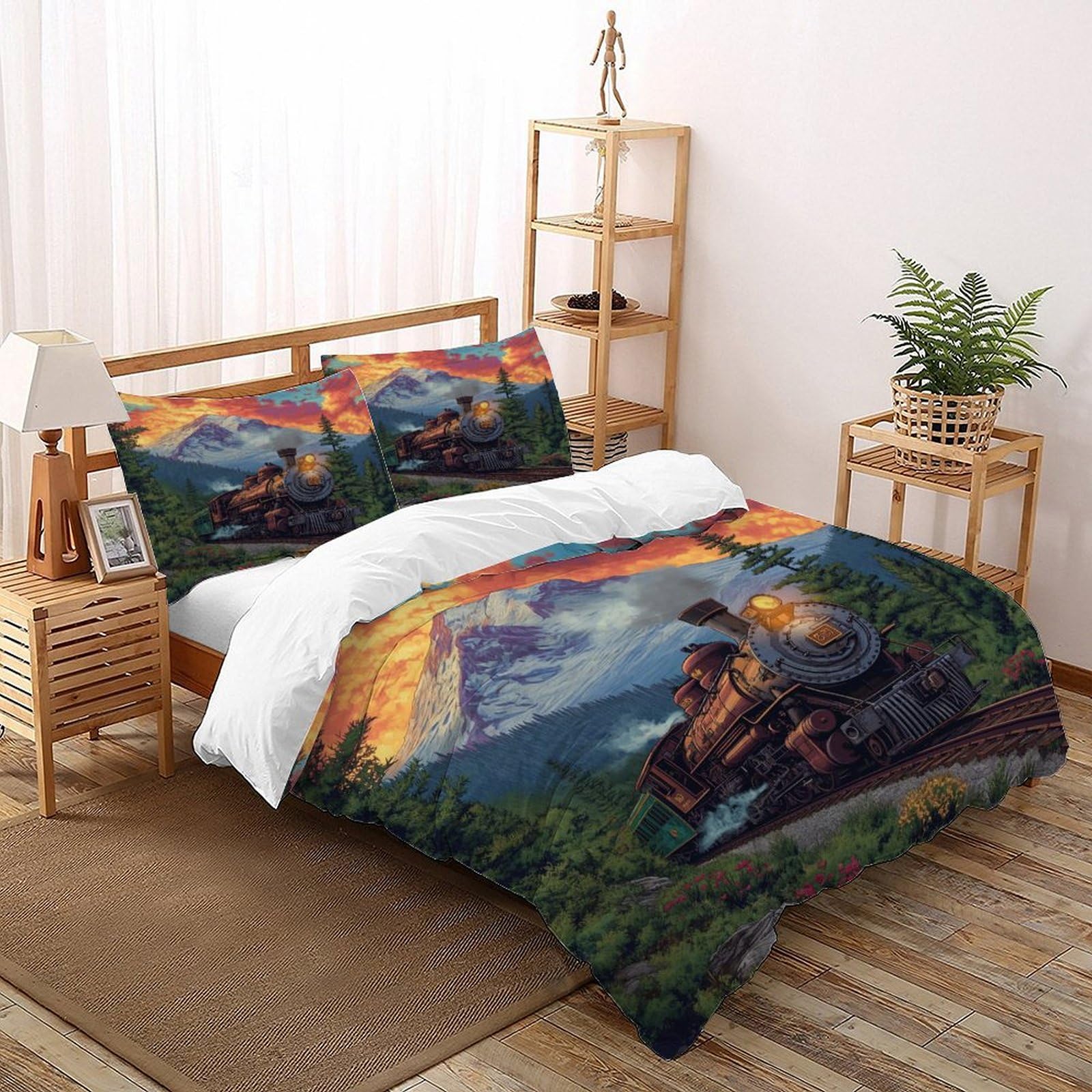 Housses de couettes 2 pièces fox rouge microfibre lit 135x200