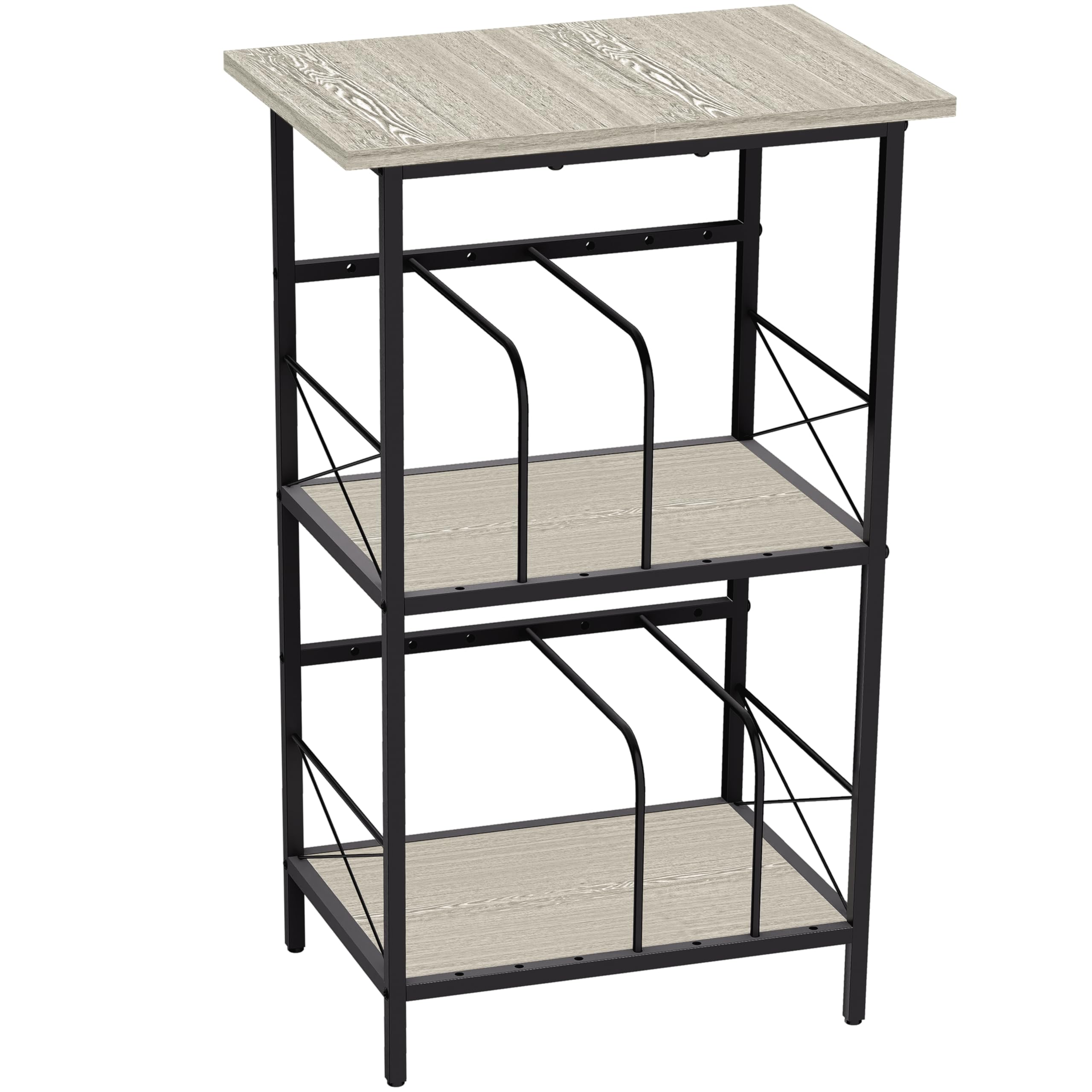 Soporte para tocadiscos con 4 separadores ajustables, mesa auxiliar de 3 capas, almacenamiento de discos de vinilo con capacidad para 200 LPs, mesa multifuncional para el hogar, color