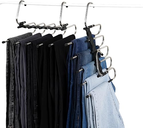 Miniatura 2 de Perchas mágicas para pantalones que ahorran espacio 2 unidades  5 niveles Organizador antideslizante para pantalones, bufandas y cinturones