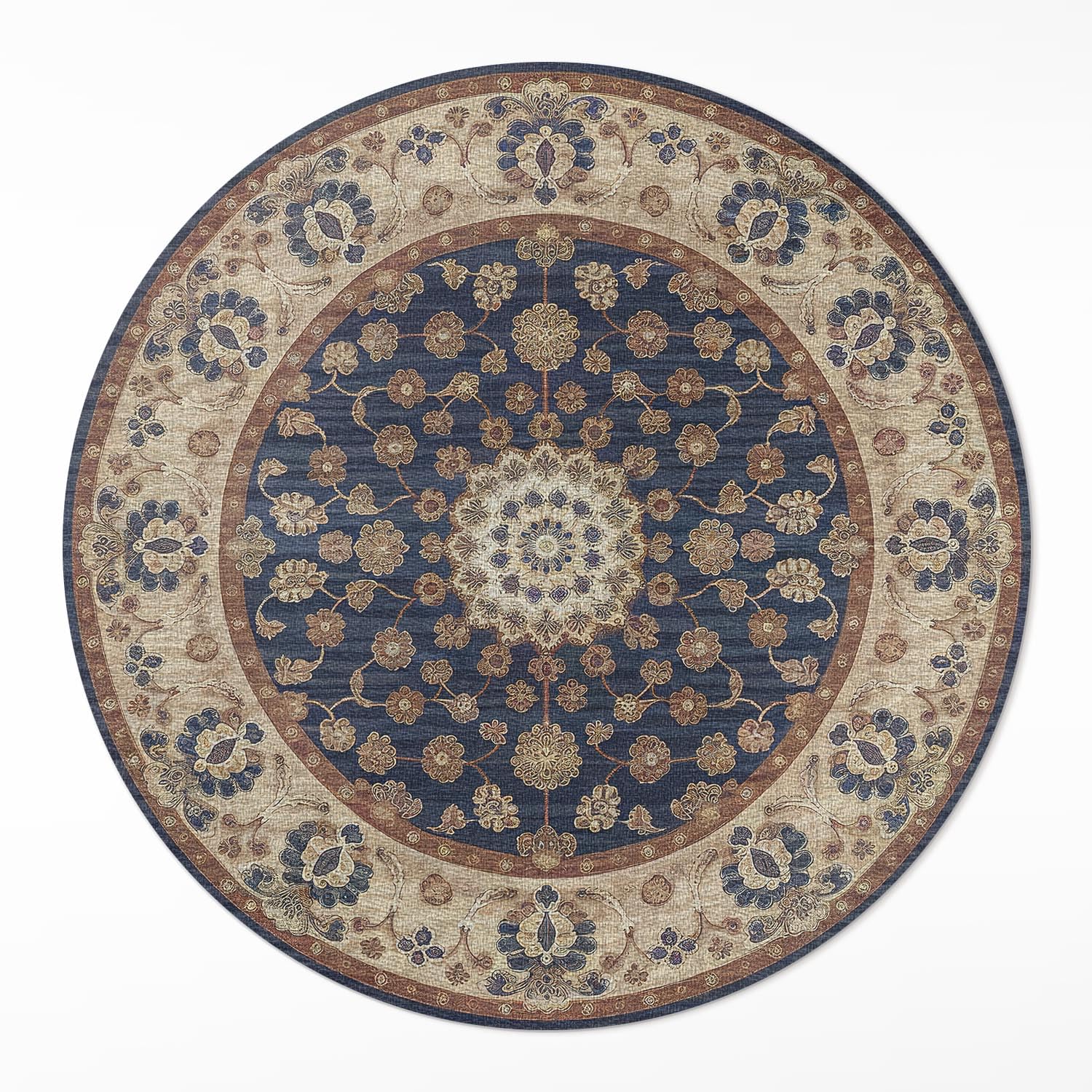 Tapis du sol vinyle ø110 cm rond maison deco pour salon et chambre