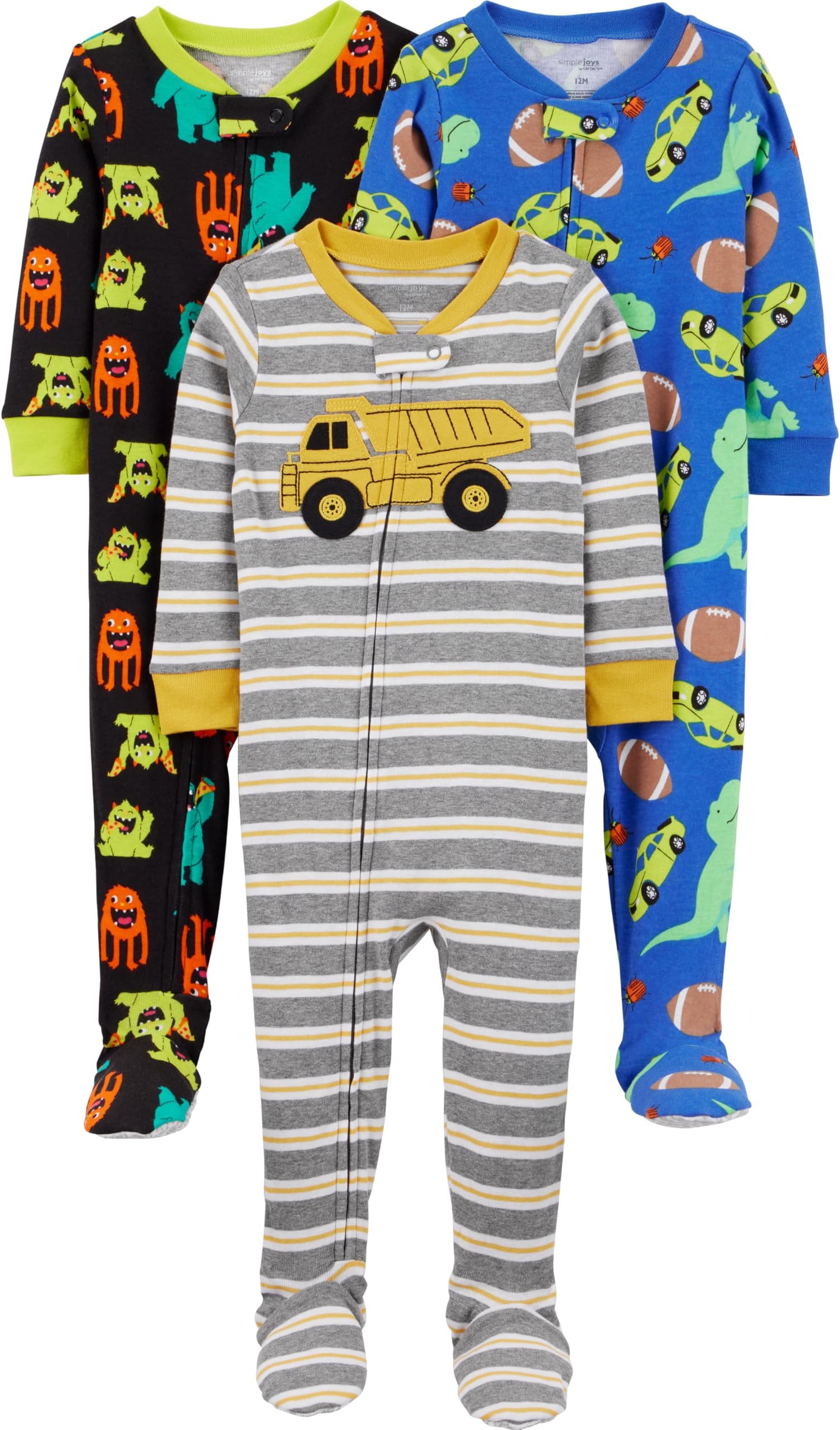 baby-boys 3-pack Snug Fit Footed Cotton Pajamas