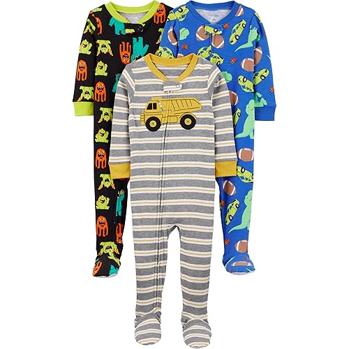 Simple Joys by Carter's baby-boys 3-pack Snug Fit Footed Cotton Pajamas