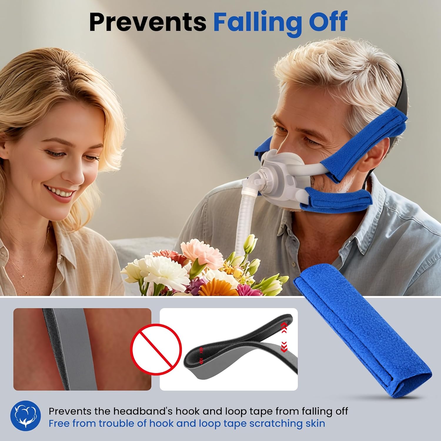 2 Pack F40 Replacement Headgear with Magnetic Clips and Strap Cover，Adjustable Soft AirFit F40 Headgear Strap Compatible with Airfit F40 Mask - Image 5