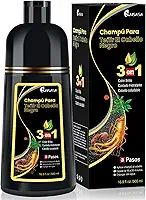 Shampoo Colorante KAISASA 3 em 1 para Cabelos Grisalhos, Preto, Efeito Semipermanente, com Óleo de Argan e Cúrcuma
