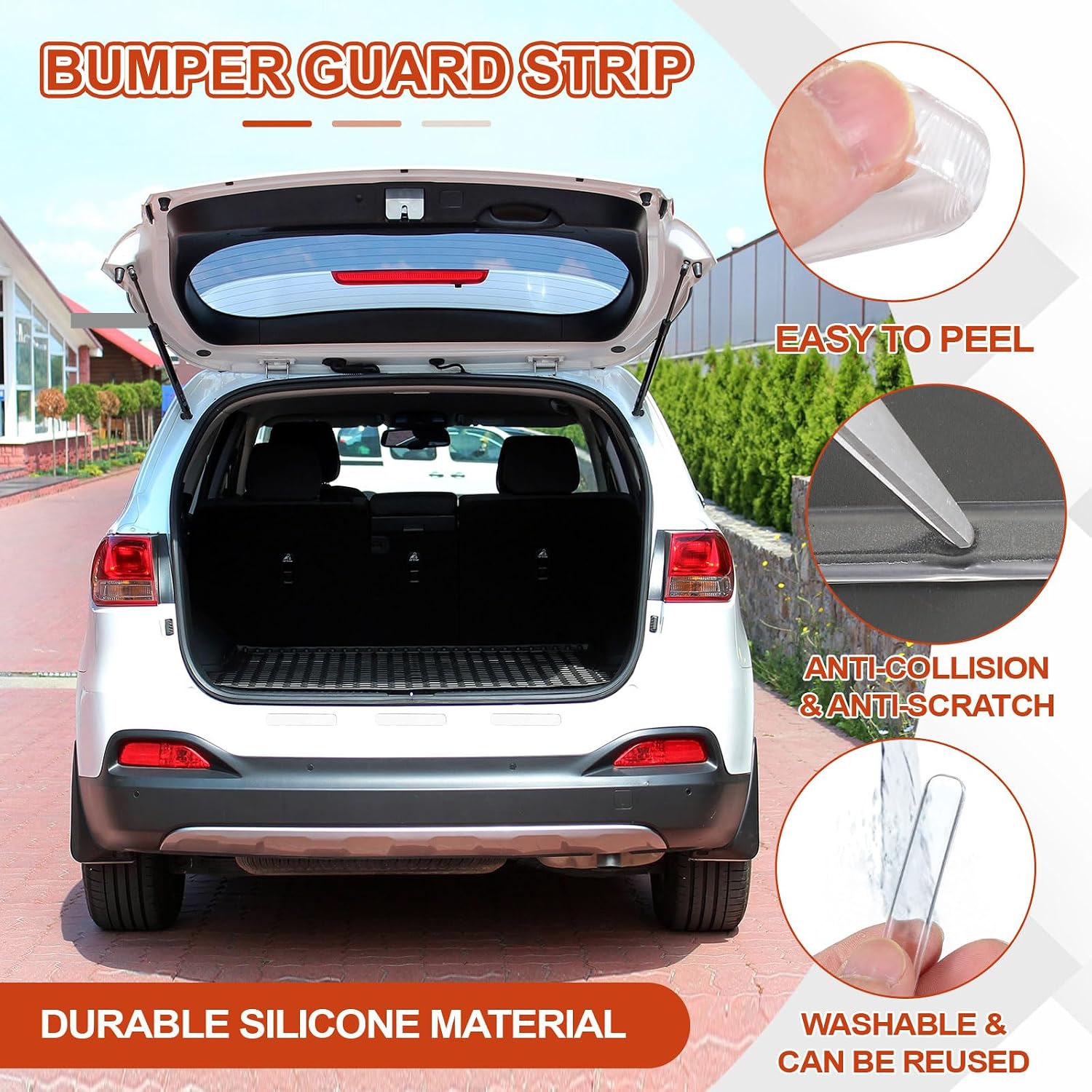 PATIKIL Bumper Guard Strip, 50 Pcs 0.14Inch Anti-Collision Patch Anti-Scratch Rear Bumper Protector Trim Self Adhesive Car Side Door Edge Sticker for SUV Pickup Truck, Clear